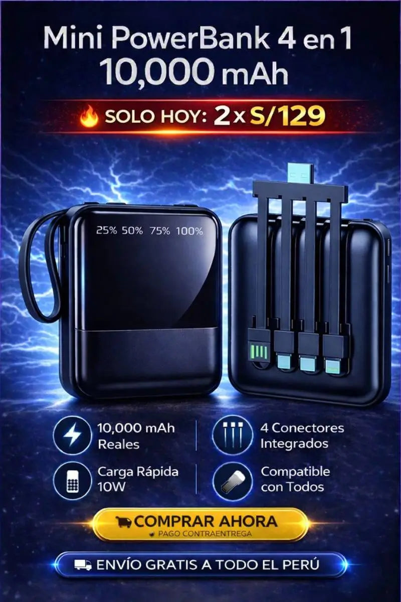 Mini PowerBank 4 en 1 | 10000 mAh²