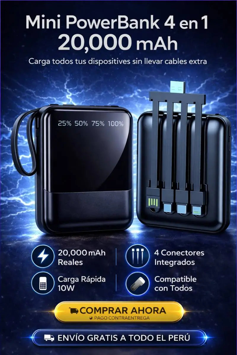 Mini PowerBank 4 en 1 | 10000 mAh¹ᵀ