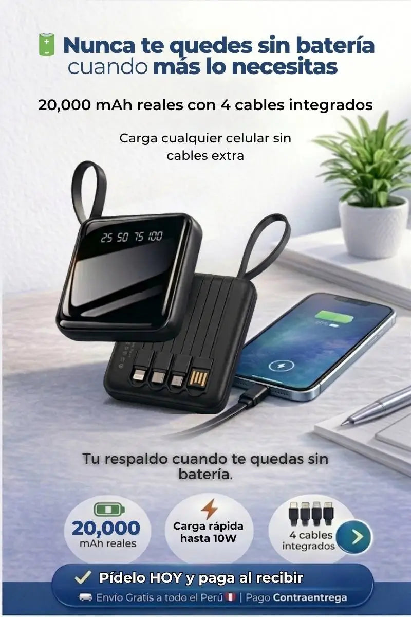 Mini PowerBank 4 en 1 | 20000 mAh¹