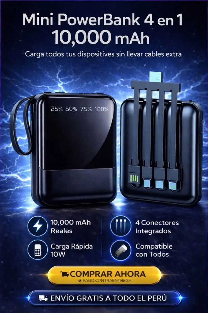 Mini PowerBank 4 en 1 | 10000 mAh¹
