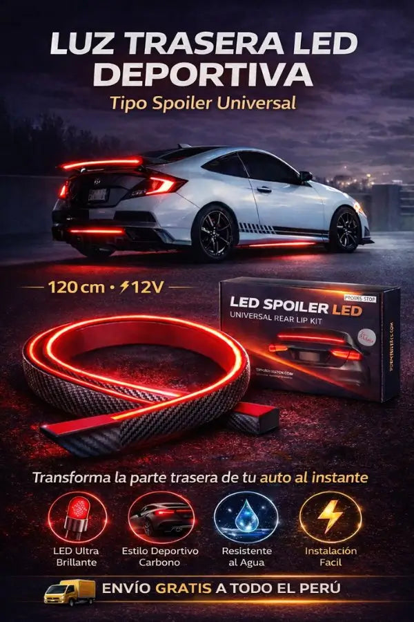 LUZ TRASERA LED DEPORTIVA (Tipo Spoiler) || 12v || 1.2m+ GARANTÍA ⭐⭐⭐⭐⭐
