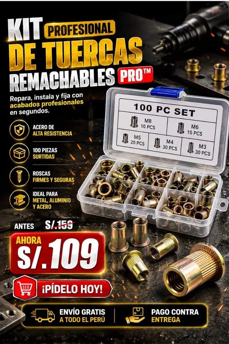 KIT PROFESIONAL DE TUERCAS REMACHABLES PRO™ | M3 - M8