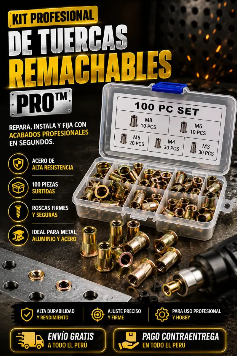 KIT PROFESIONAL DE TUERCAS REMACHABLES PRO™ | M3 - M8