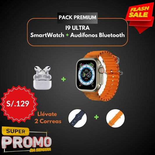 SmartWatch i9 ULTRA ⌚ + Audífonos Bluetooth BIG 2.3 🎧